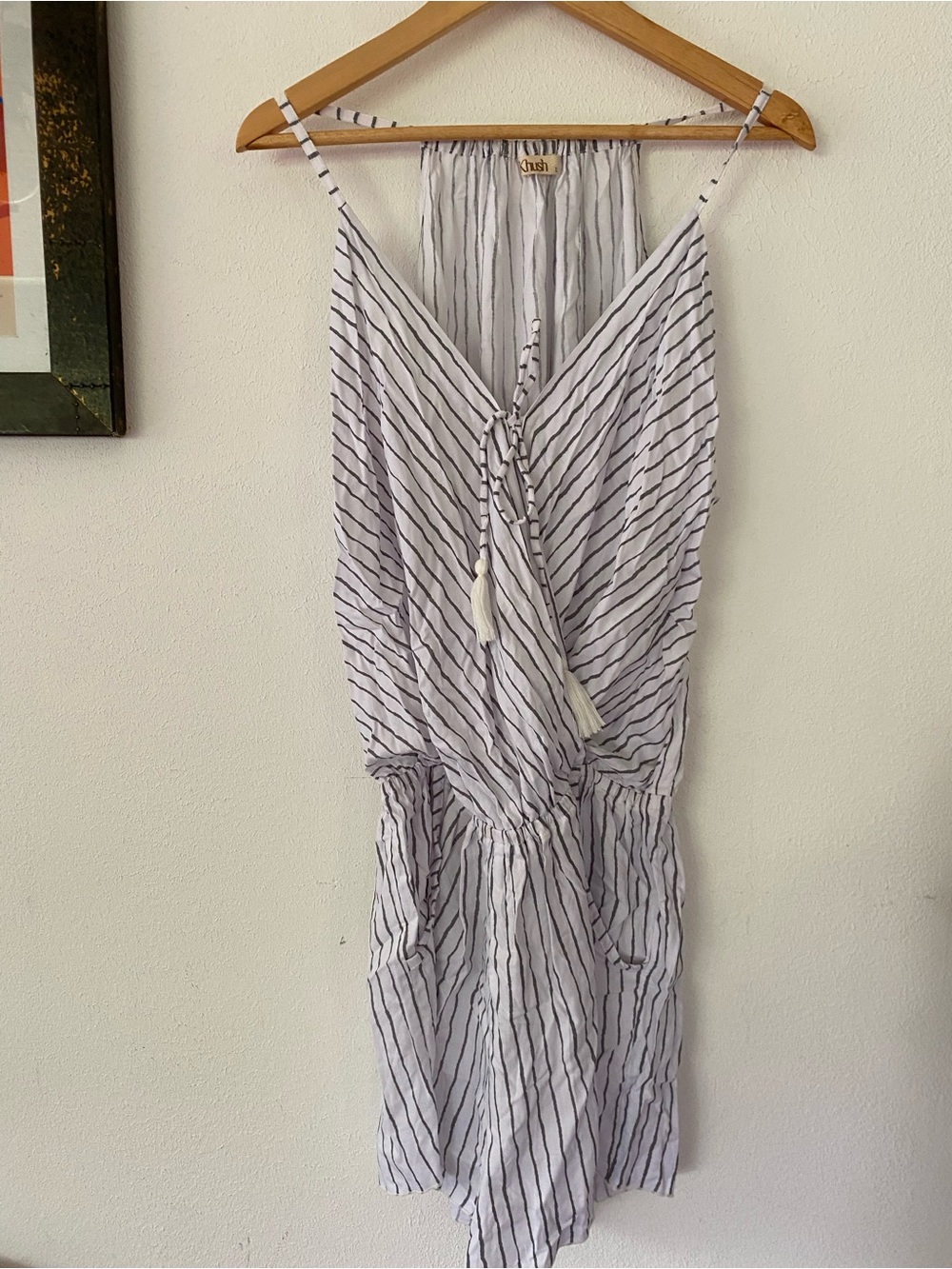 Khush White & Black Striped One-Piece Romper
